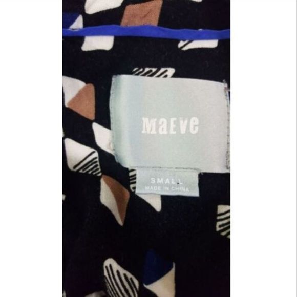 𝅺maeve Sleeveless Black Pattern Swing Dress sz S - Picture 5 of 6